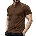 thumbnail image 2 of Camisetas Elvqul Caballero Café Economicas Liso Manga Corta Cuello Mao Antiarrugas Deportivas, 2 of 6