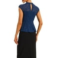 thumbnail image 3 of INSPIRE CHIC Women's Lace Floral Crochet Round Neck Sleeveless Peplum Blouse Top S Dark Blue, 3 of 6