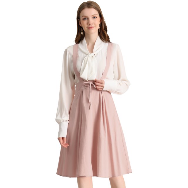 INSPIRE CHIC Vestido General De Cintura Elástica Con Tirantes Y Tirantes Para Mujer Rosa claro S
