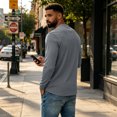 thumbnail image 6 of Mens Long Sleeve Henley Shirts 3 Button Moisture Wicking Tee Solid Color Soft Basic Casual Tshirt Gray XL, 6 of 6