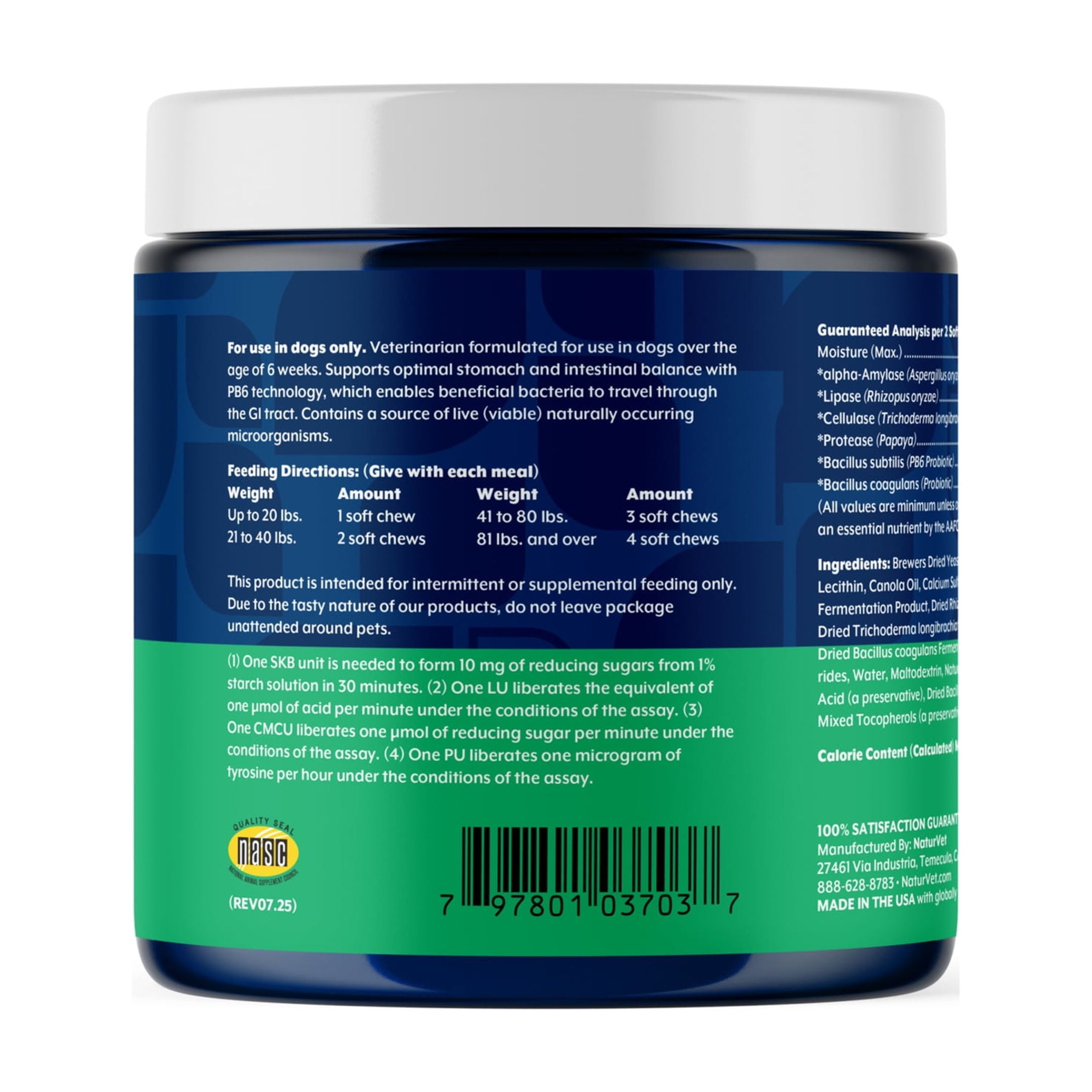 NaturVet Advanced Probiotics & Enzymes Digestion Supplement, Bacon and Chicken Flavor, 120 Count