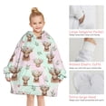 thumbnail image 6 of Green Highland Cow Flower Pattern Blanket Hoodies for Kids 6-13YR Oversize Wearable Blanket Hoodies for Boys Girls Teens, 6 of 7