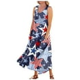 thumbnail image 2 of Perfect Summer Gift HIMIWAY Maxi Cheap Midi Wedding Guest Plus Size Women 5383 Summer Loose Casual Large Size Independence Day V-Neck Sleeveless Dress Dark Blue M, 2 of 7