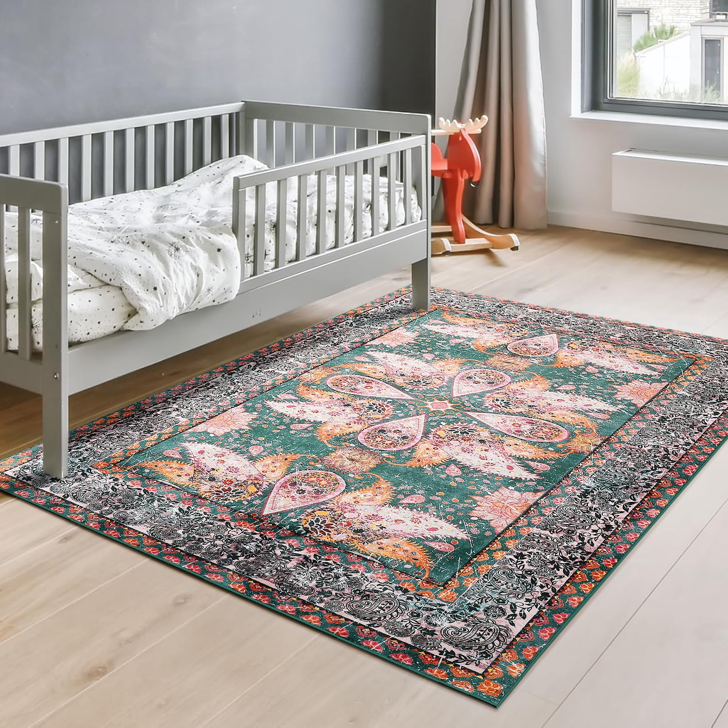 Ultrug Vintage Rugs Soft Accent Area Rug for Bedroom Living Room Home Decor Boho Carpet,4'x6',Green