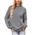 thumbnail image 2 of Lilgiuy Women's Fashion Casual Solid Color Knit Loose High Neck Long Sleeve Hollow Out Sweater for Leggings Jeans or Shorts, 2 of 5