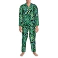 thumbnail image 4 of Kll Monstera Leaves Sleepwear Mens Flannel Pajamas,Long Cotton Pj Set, 4 of 9