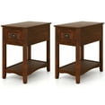 thumbnail image 7 of Gymax Set of 2 Contemporary Side End Table Compact Table w/ Drawer Nightstand Walnut, 7 of 7