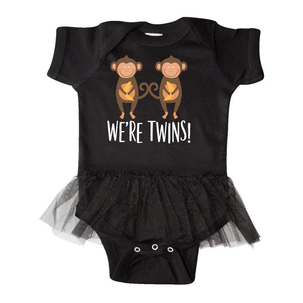 Inktastic Monkey Twins Boy Girl Gift Idea Infant Tutu Bodysuit Female Black 12 Months Walmart Com