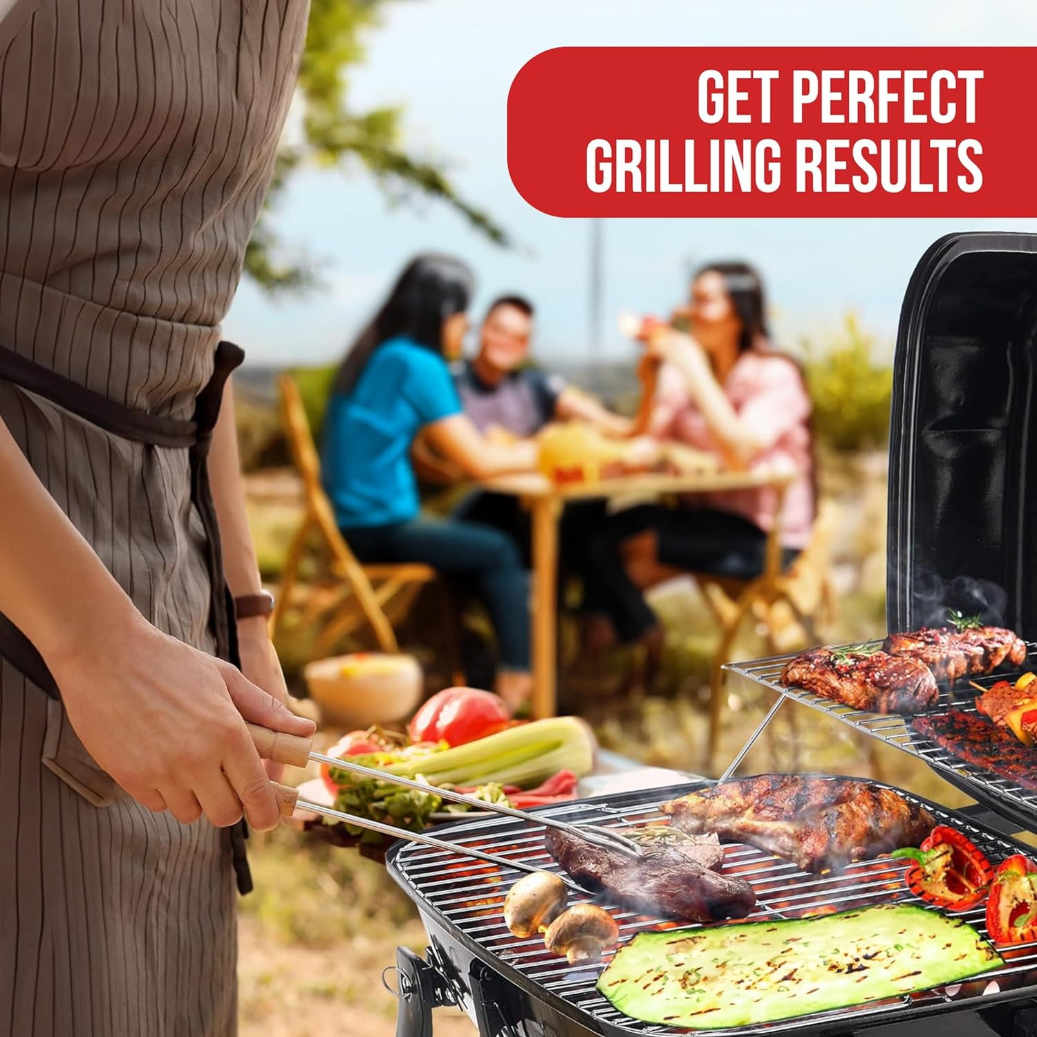 Grill Trade Mini Charcoal Grill - Portable Tabletop BBQ for Outdoor Cooking, Camping & Picnics - Compact & Foldable for Easy Storage