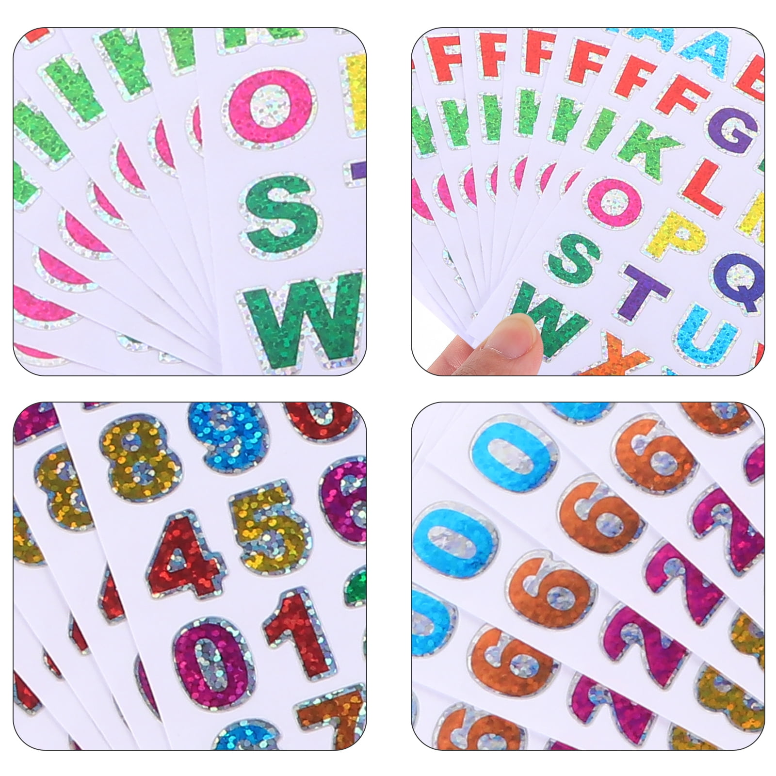 80 Sheets Glitter Number Alphabet Letter Stickers DIY Scrapbook Adhesive Sticker