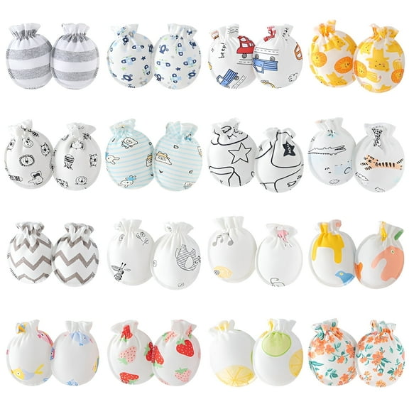 TELOLY 16Pcs Baby Mittens,Protects Baby's Skin Baby Mittens Newborn,Prevents Scratching Newborn Mittens,Style