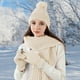 thumbnail image 1 of Set de guantes de bufanda para mujer con gorro de invierno | Combinación de punto acrílico de 3 piezas | Guantes antideslizantes con pantalla táctil | Bufanda larga con patrón retorcido | Beanie |, 1 of 6