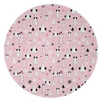 Pink Christmas Tree Pattern Round Blanket,Comfortable Soft Flannel Throw Blanket,All Season,Warm Lightweight Blankets for Sofa Bed Couch Living Room Chair 47"x47"
