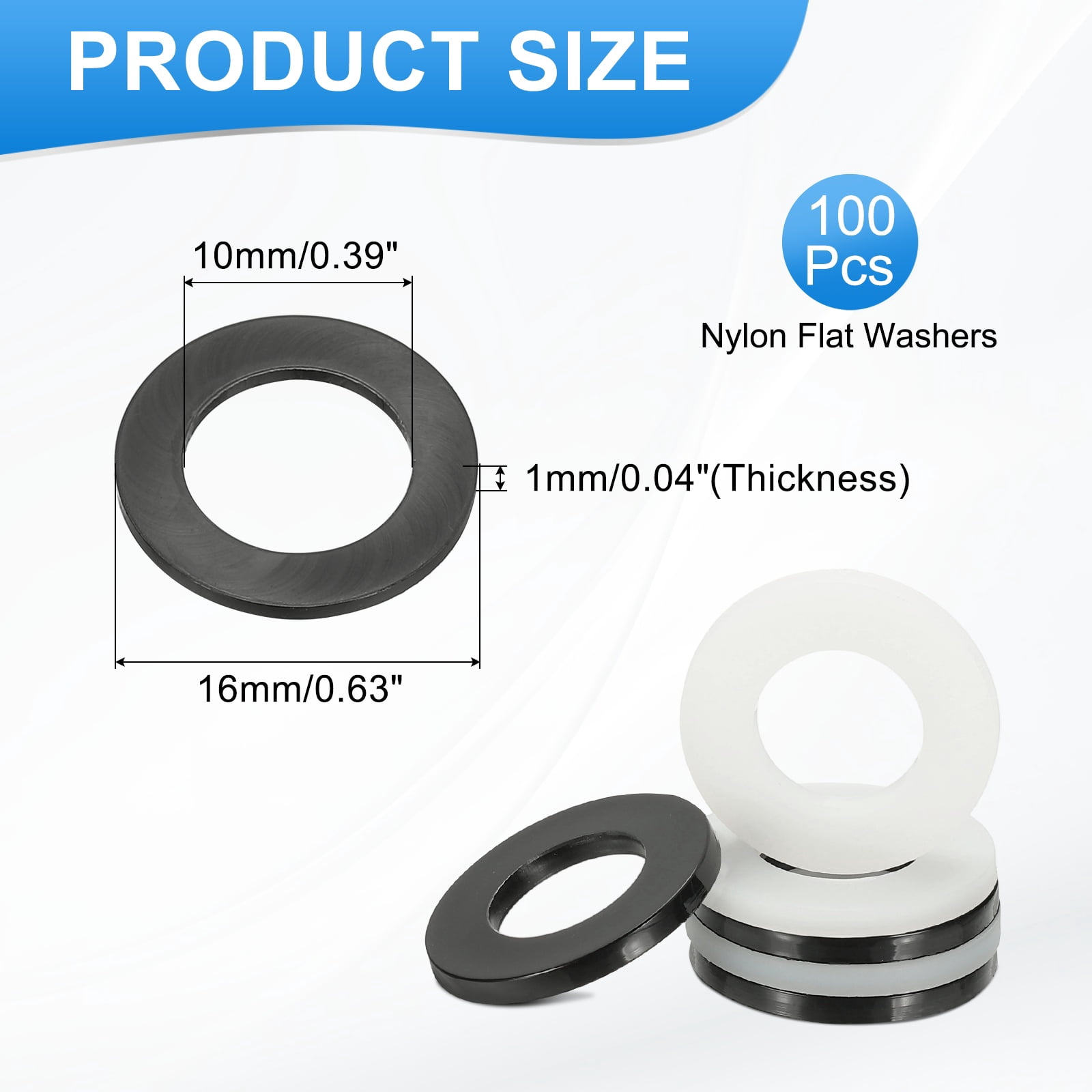 Uxcell Rubber Flat Washers 24mm OD X 16mm ID X 2mm Thick – Pack Of 10 For Faucet Pipe, Hose Nut, Valve, Gardening & Plumbing Seals