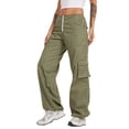 thumbnail image 3 of Txlixc Pantalones cargo casuales para mujer, pantalones holgados de color sólido con múltiples bolsillos, negro / caqui / verde Txlixc  Moda, 3 of 5