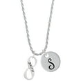 thumbnail image 1 of Delight Jewelry Silvertone Faith Infinity Sign Silvertone Script Initial Disc - S - Charm Necklace, 20"+3", 1 of 4