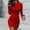Red, variant on Dresses For Women Ladies Fashion Autumn Winter Leisure Solid Tight Hooded Long-Sleeved Party Dress