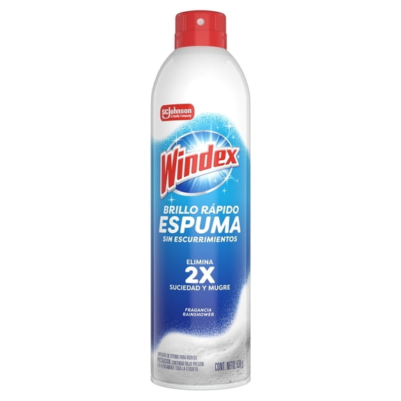 Limpiador para Vidrios Windex Brillo Rápido sin Escurrimientos en Espuma Rainshower 538 g