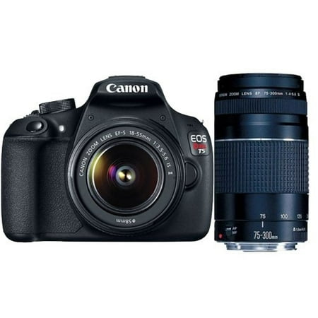 Canon EOS Rebel T5 18MP DSLR Camera w/ 18-55mm & 75-300mm Lens Kit Includes Camera and Lenses