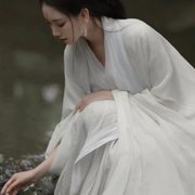 Yvsxxv White Lace Up Long Sleeve Traditional Chinese Hanfu Dress for Women Size XL