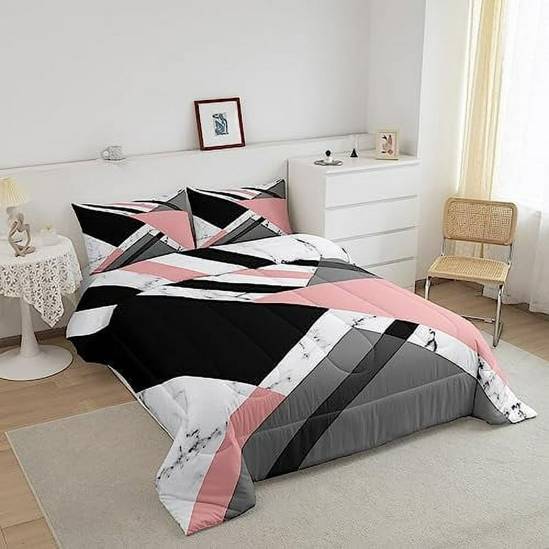 Lime Green And Grey Comforter Set Green Black White Geometric Bedding Set Queen Patchwork Geometry Triangle Stripe Down Comforter For Kids Adults Abstract Marble Quilt Duvet Insert 2 Pil Walmart