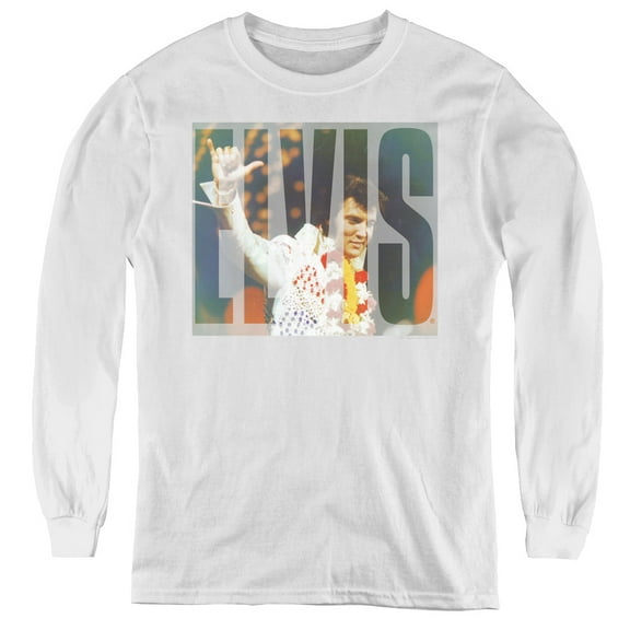 Elvis Presley Aloha Knockout Youth Long Sleeve T-Shirt White