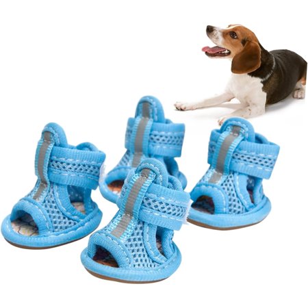 4pcs Summer Sneakers Blue Sneakers Summer Dog Booties Sandals for Dogs Small Pet Supplies Puppy Shoes Dog Shoes The Dog Medium Dog Blue Blue Sandals