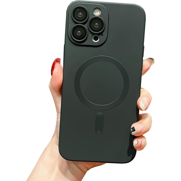 Magnetic Case for iPhone 15 Pro Max Case [Compatible with MagSafe] Camera Protection Soft Silicone Anti-Fingerprint Anti-Scratch Shockproof Case for Women Men, Black
