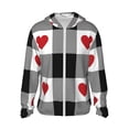 thumbnail image 2 of Uemuo Heart Black Buffalo Plaid Gingham Pattern Women's Full Zip UPF 50+ Sun Protection Hoodie Jacket Long Sleeve Sun Shirt Hiking Outdoor Performance with Pockets-X-Large, 2 of 9