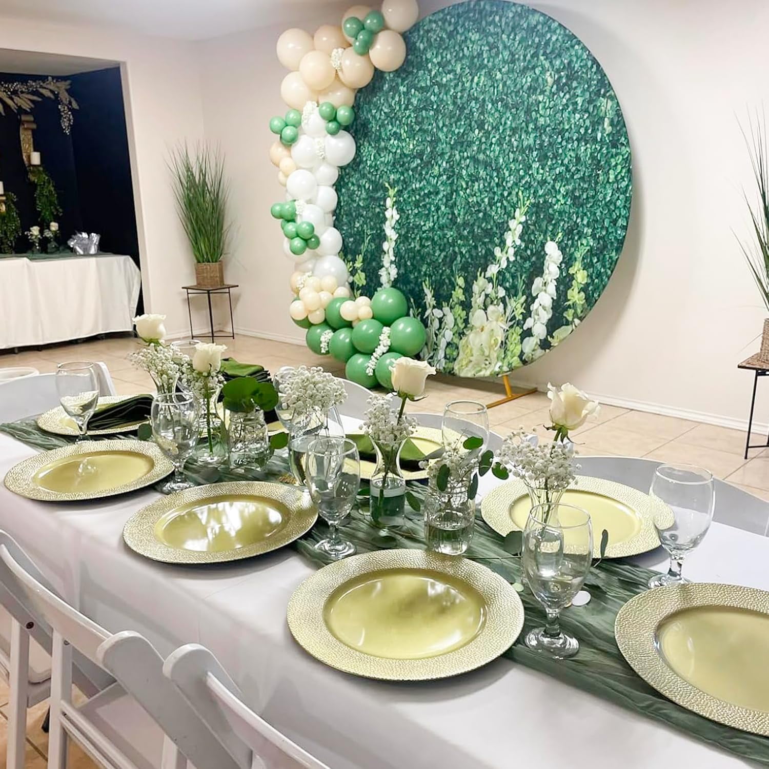 HBlife 10 Pack Sage Green Cheesecloth  Gauze Table Runner, 35 x 120 Inch Boho, Rustic, Romantic for Wedding Party Bridal Birthday Baby Shower