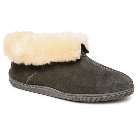 Minnetonka Men's Sheepskin Ankle Boot, Charcoal, Size 9