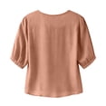 thumbnail image 4 of dgysar Womens Round Neck Shirts Short Sleeve Embroidered Pullover Tops Detailed Needlework Embroidery Design Lightweight Breathable Fabric Solid Color Short Sleeve Spring Summer Apparel Saffron 2XL, 4 of 4
