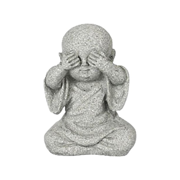 Mini estatuilla de monje Estatua de Buda, artesanías de decoración Delicadas muñecas de Kungfu sentadas, Escultura de meditación para la mesa del No ver Gloria Estatuilla de monje