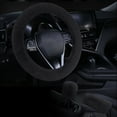 thumbnail image 2 of Faux Wool Plush Car Steering Wheel Cover - Winter Warm Short Faux Fur Auto Accessory, Soft Non-Slip Steering Cover, Durable Car Interior Decor, Valentine's Day Holiday Car Gift, 14.96in, Black, 2 of 3
