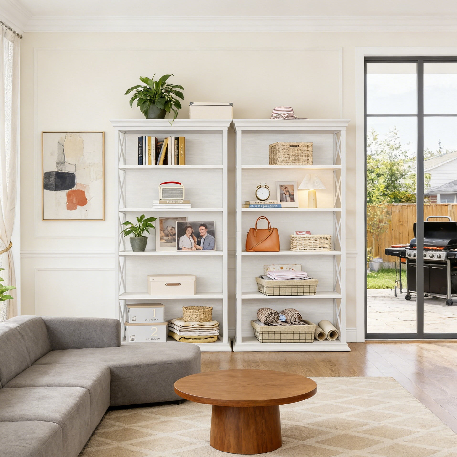 Fnova 71" 5-Tier Tall Bookshelf, Industrial Wood Bookcase with Metal Frame, Floor Standing Display Storage Shelves for Home Office, Living Room, Bedroom