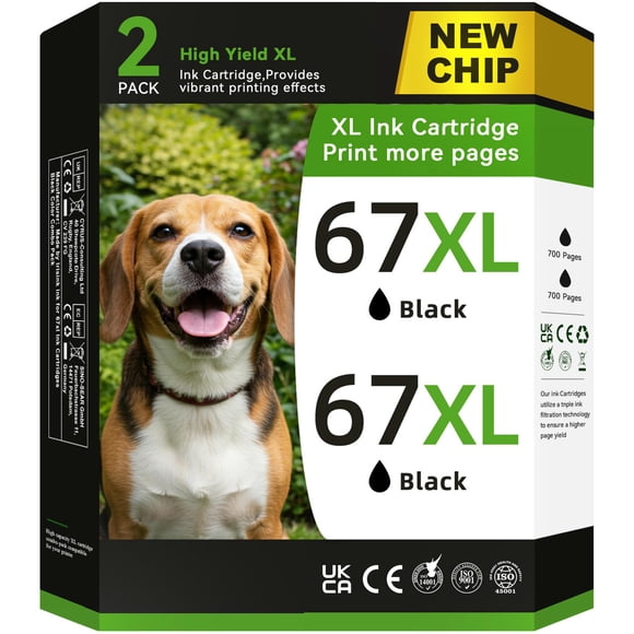 Cartucho de tinta NVN 67XL negro compatible con HP 67 Black