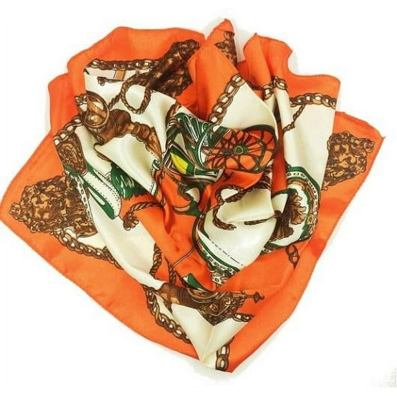 Women Elegant Orange & Cream Italian-Theme Scarf