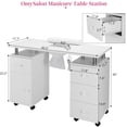 thumbnail image 3 of Ataucjin Manicure Table Nail Desk For Nail Tech Nail Table Rolling Portable Nail Station Workstation With Electric Dust Collector,Drawers & Cabinet,Wrist Cushion,Lockable Wheels For Beauty Salon Spa, 3 of 9