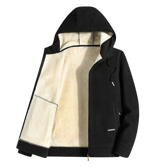 KAUOD Men's Winter Sherpa Lined Hoodie Zip Up Sweatshirt Heavyweight Warm Fleece Jacket with Pockets Men Winter Jacket M-5XL