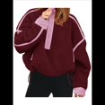 thumbnail image 3 of Sudadera de Mujer con Media Cremallera, Suave y Extragrande, con Bolsillos, Cálida y Afelpada. Rojo S, 3 of 8