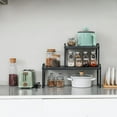 thumbnail image 4 of 2 Pack Expandable Cabinet Countertop Shelves, X-cosrack Stackable Cupboard Organizer Shelf Rack Adjustable 𝗟𝗲𝗻𝗴𝘁𝗵 and Height for Cabinet Kitchen Bathroom Pantry,Black, 4 of 8