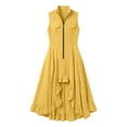 thumbnail image 7 of Women's Solid Color Sleeveless Lapel Zipper Jumpsuit Long Skirt Casual Fashion, 7 of 7