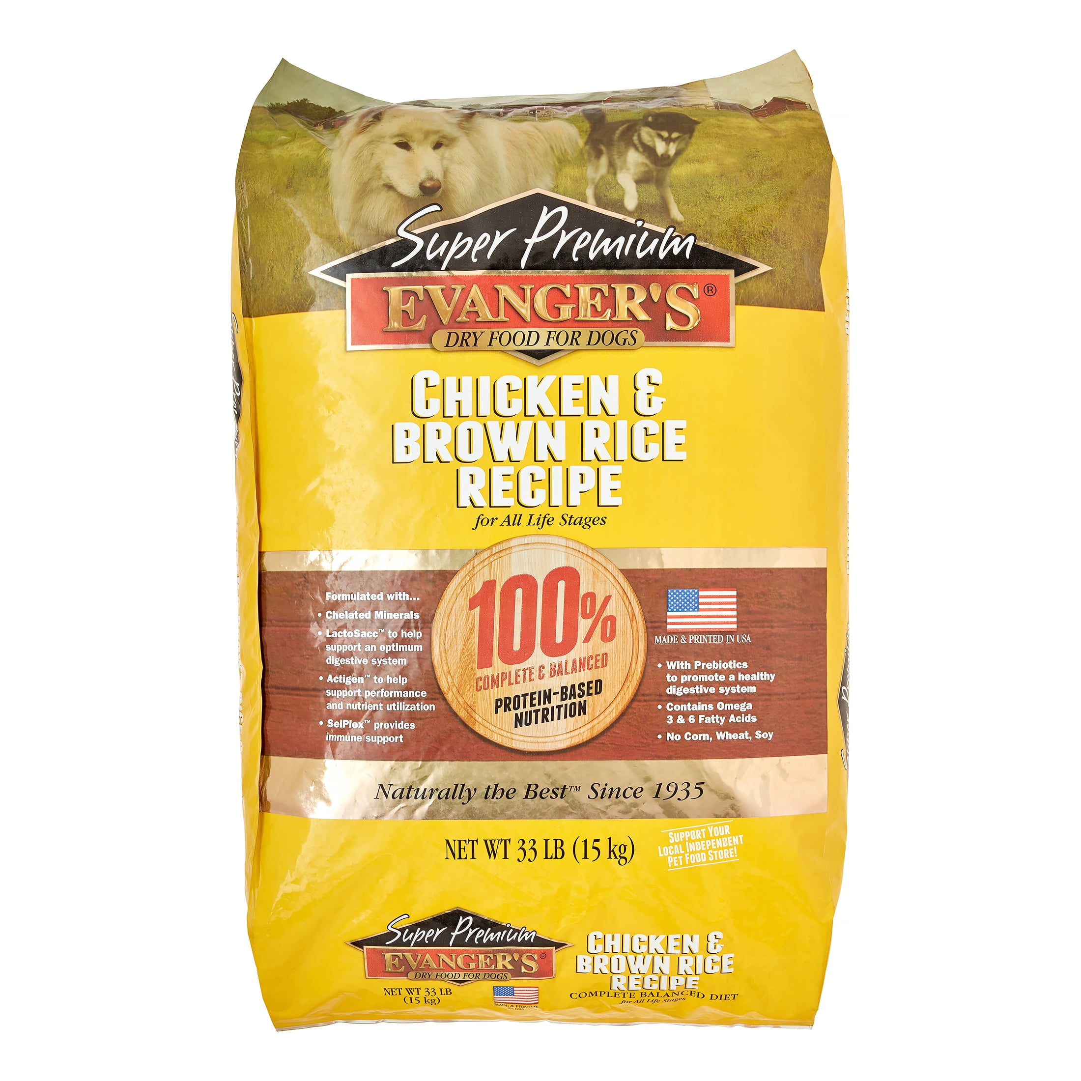 Evanger's Super Premium Chicken & Brown Rice Dry Dog Food, 33 Lb