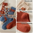 thumbnail image 3 of 5Pairs Wool Socks for Women Thick Knit Vintage Cute Floral Crew Socks, 3 of 6