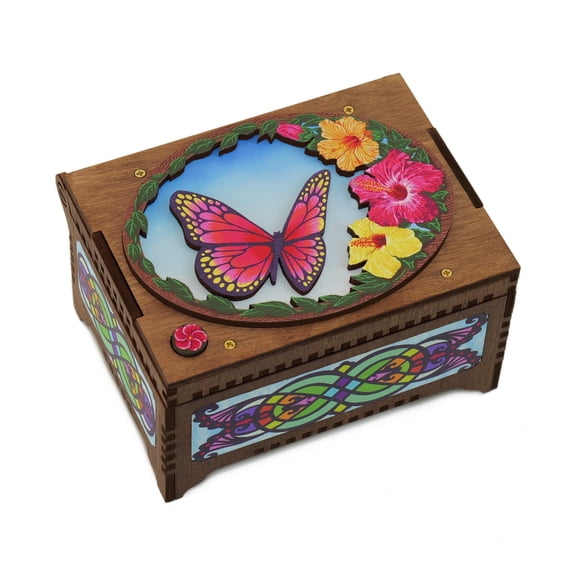 Butterfly Colorful Music Box, Plays Custom Song, Unique Printed Photo Gift