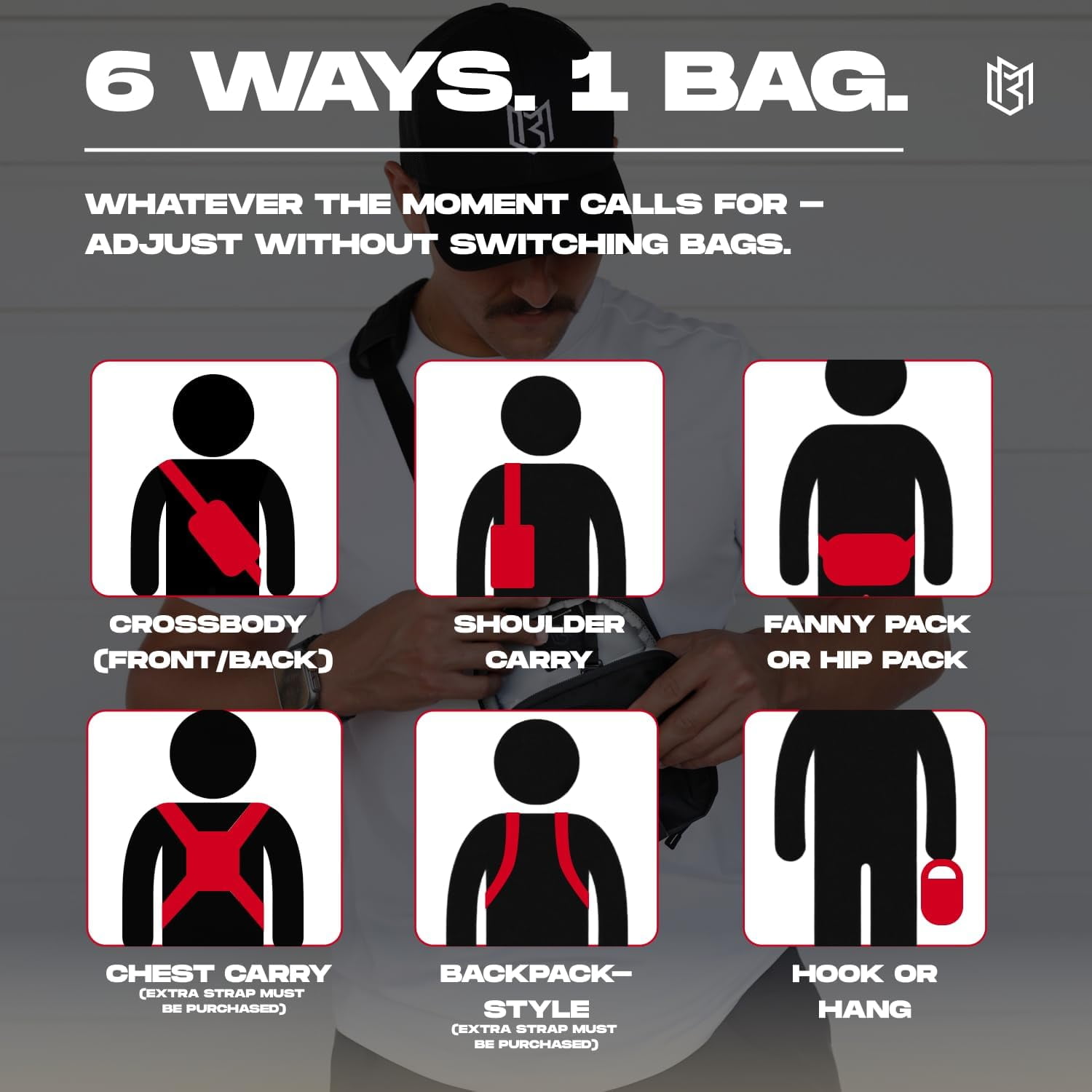 SONGAUN Magnetic Bag Company - Crossbody Bag Sling Chest Bag for Men and Women | Magnetic Gym & Travel Bag