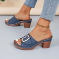 thumbnail image 5 of Summer Sandals for Women 2025 Orthopedic Dressy Chunky Heel Sandal Arch Support Comfortable Slip-On Open Toe Heeled Casual Wedge Sandals, 5 of 7