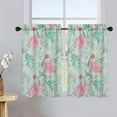 thumbnail image 1 of Linen Blend Fabric Rod Pocket Tier Curtain, Floral Bird Printed Short Curtain Drapes, 1 of 8