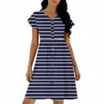 thumbnail image 5 of BUIGTTKLOP Dresses for Women 2026 Summer Casual Knee-Length Dress V-Neck Ruffle Sleeves Striped Front Button down Dresses with Pockets, 5 of 6