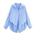 thumbnail image 6 of Purcolt Womens Striped Button Down Shirts Dressy Casual Long Sleeve Collared Blouses Boyfriend Work Office Tops, 6 of 6